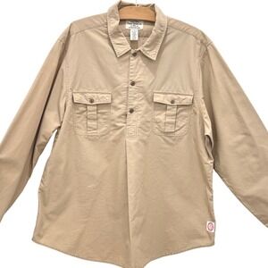 Vintage Ralph Lauren Polo Jeans Work Shirt XL Khaki Canvas Utility Pullover  Y2K
